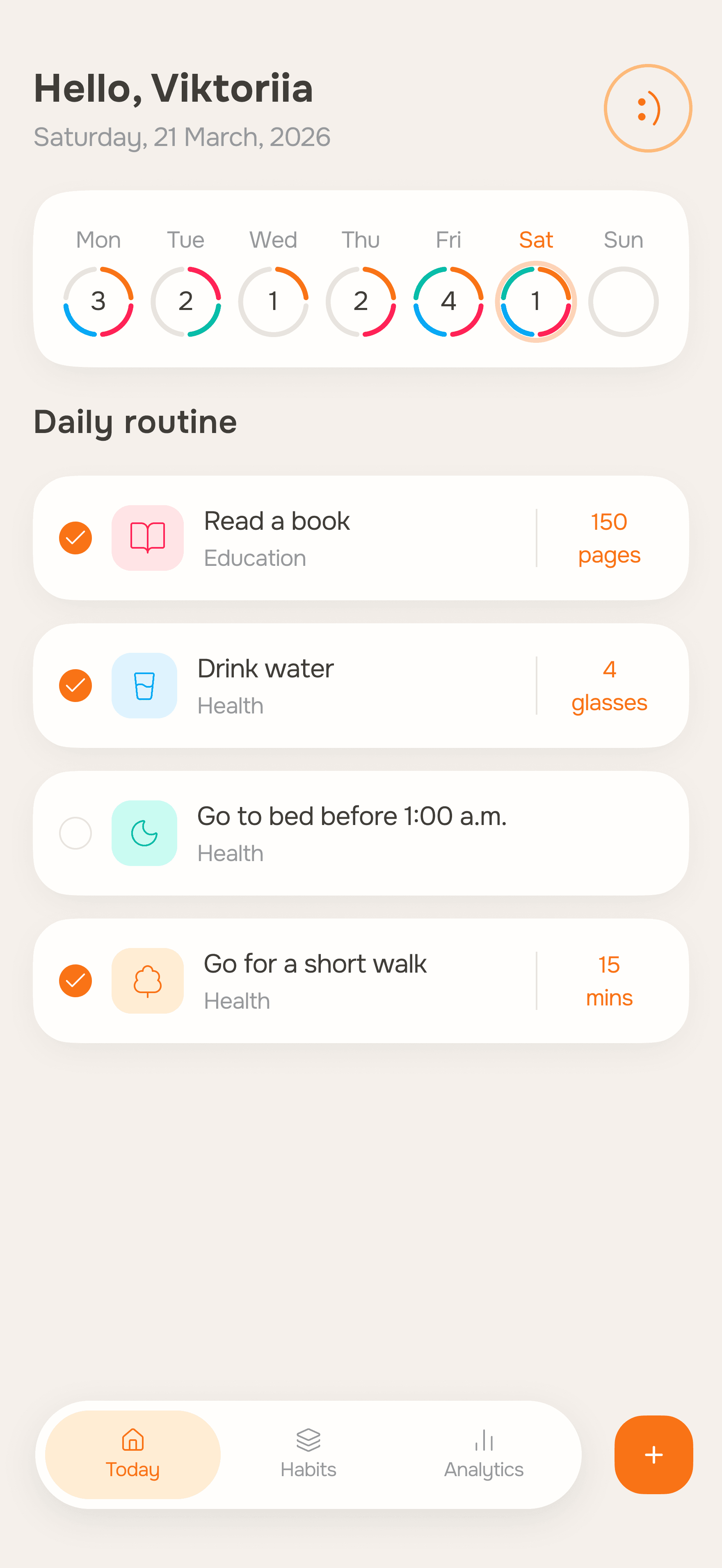 Today, daily check-in