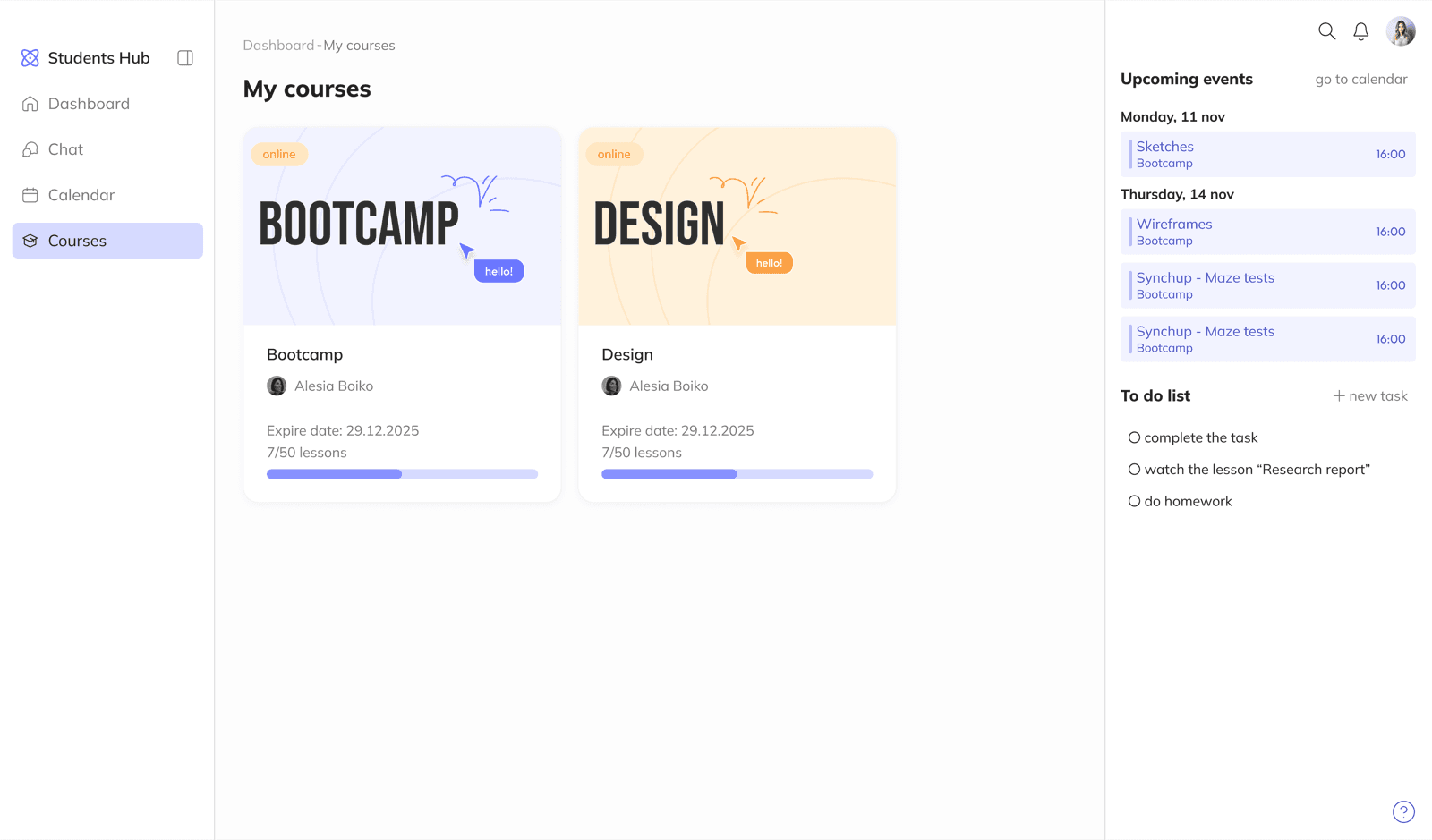Courses, all courses list