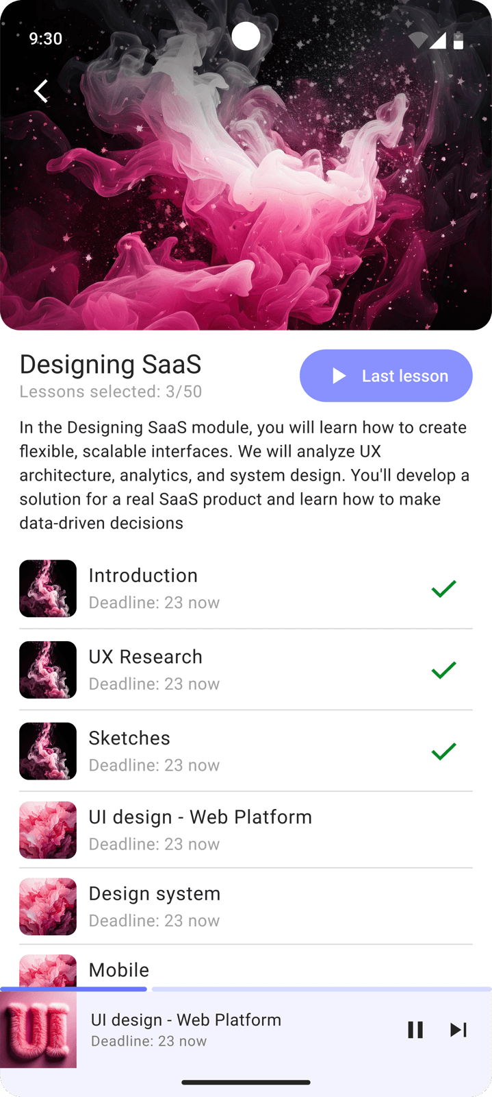 Course, module lessons