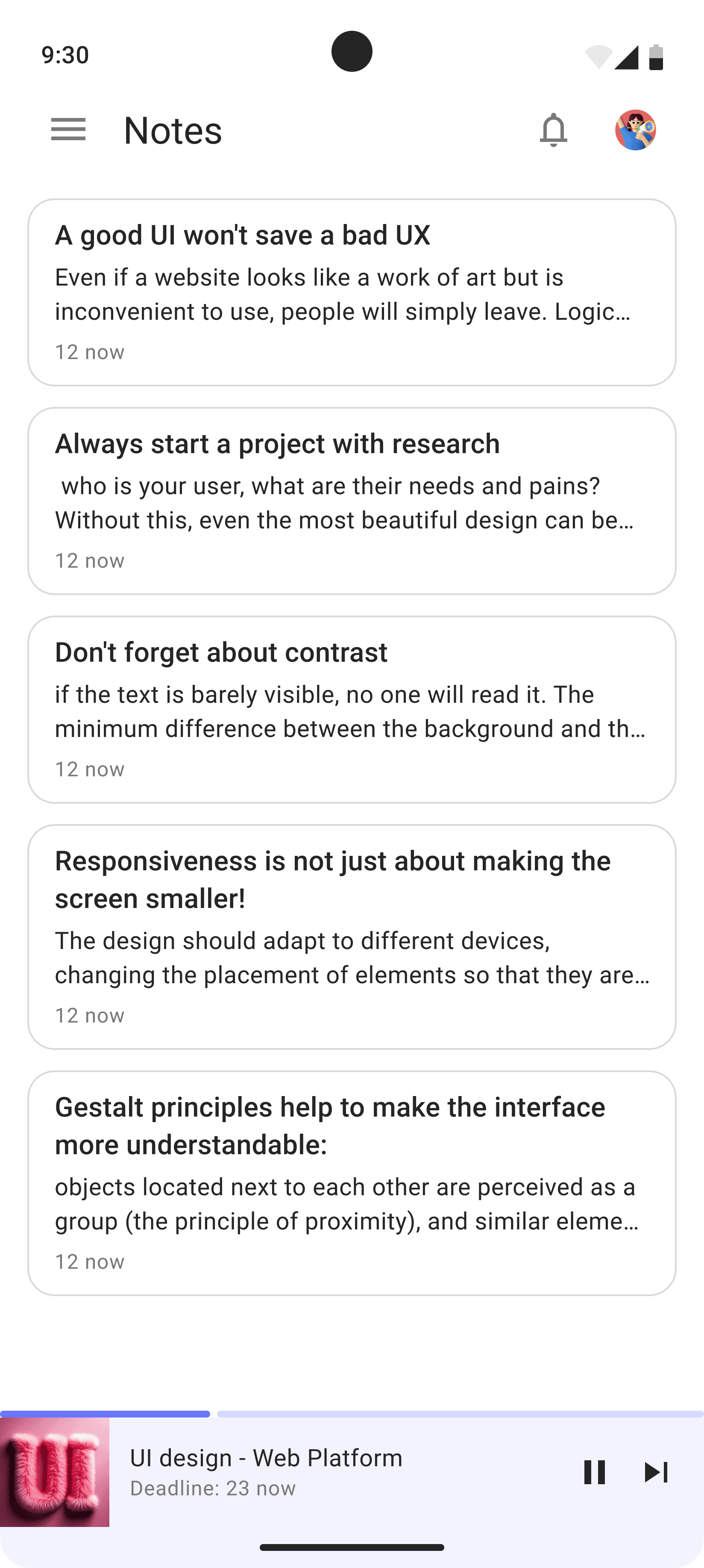 Course, notes